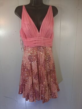 Scala | Dresses | Hot Pink Beaded Promformal Dress No Back And Low Cut Neck  | Poshmark